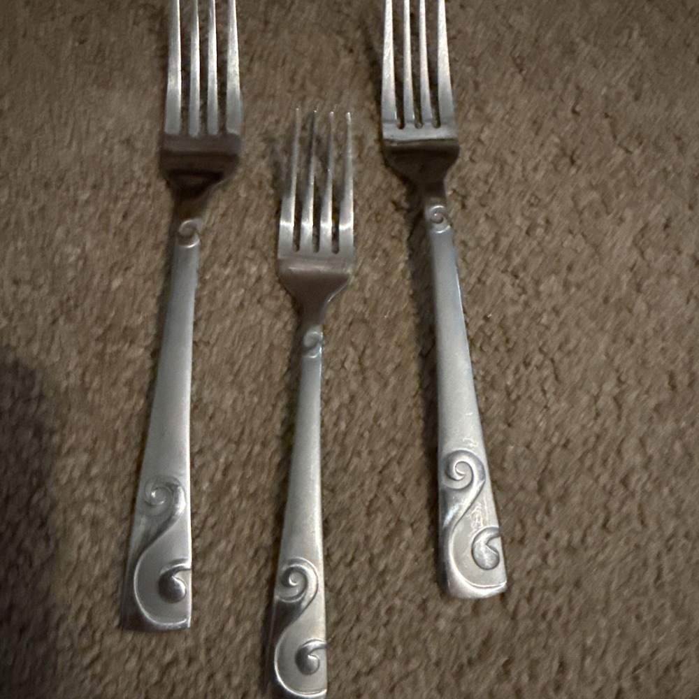 Cambridge Stainless Sand Script Forks, two‎ dinner one dessert